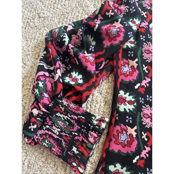 Crosby By Mollie Burch Womens Floral Print V Neck Blouse Multi Colored Sz Small - Picture 4 of 5